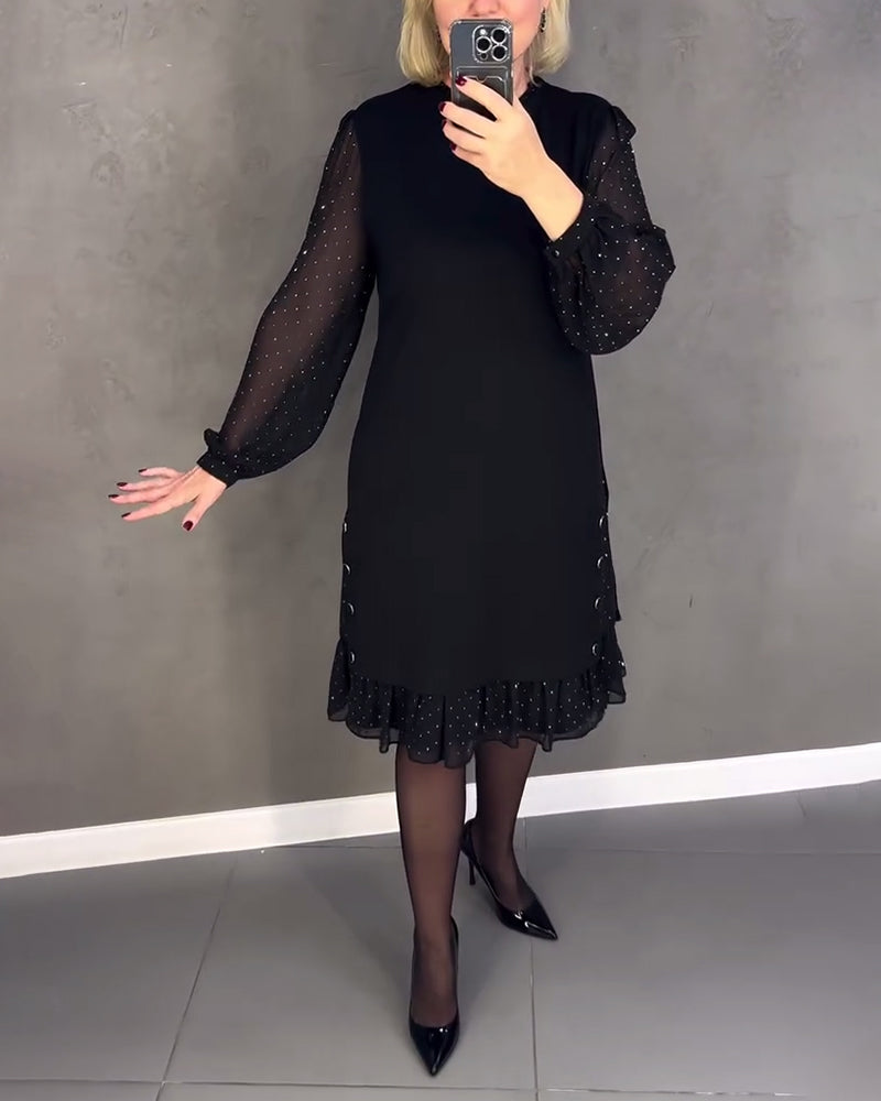 ELIANA | Elegant Dress with Sheer Sleeves and Flattering Cut for Autumn Occasions