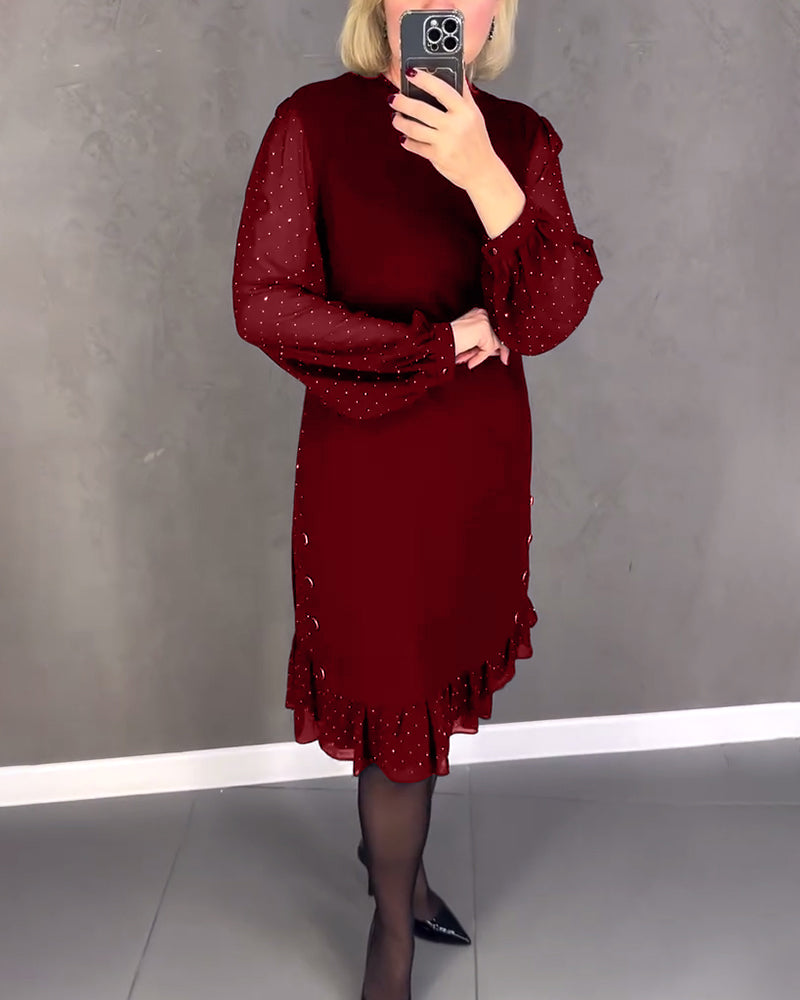ELIANA | Elegant Dress with Sheer Sleeves and Flattering Cut for Autumn Occasions