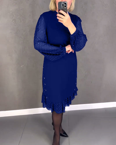 ELIANA | Elegant Dress with Sheer Sleeves and Flattering Cut for Autumn Occasions