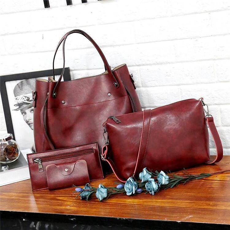 RED - VINTAGE WOMEN'S 4-PIECE BAG SET