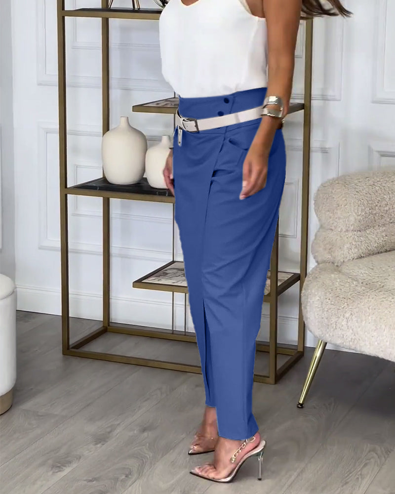 Katerina™  Patchwork Pants with Belt
