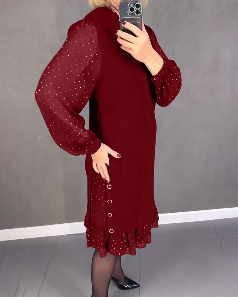 ELIANA | Elegant Dress with Sheer Sleeves and Flattering Cut for Autumn Occasions