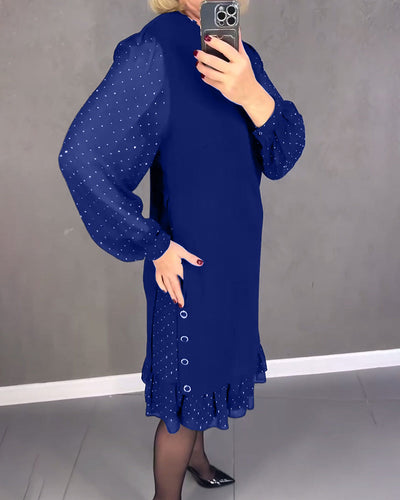 ELIANA | Elegant Dress with Sheer Sleeves and Flattering Cut for Autumn Occasions