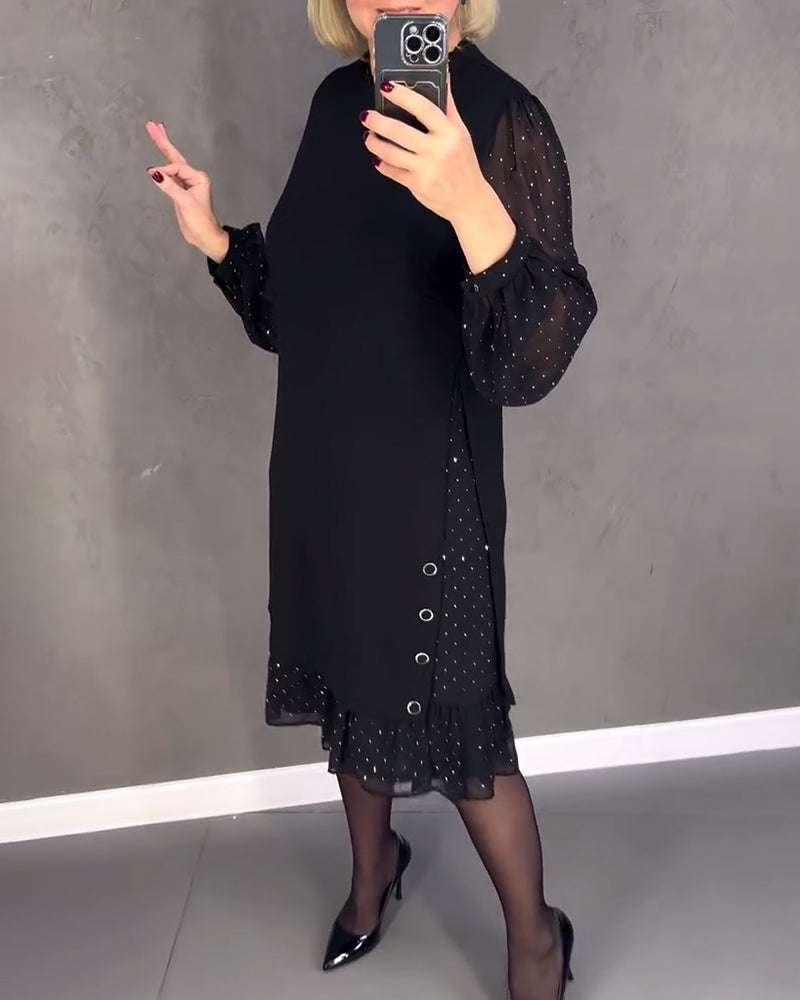 ELIANA | Elegant Dress with Sheer Sleeves and Flattering Cut for Autumn Occasions