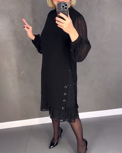 ELIANA | Elegant Dress with Sheer Sleeves and Flattering Cut for Autumn Occasions