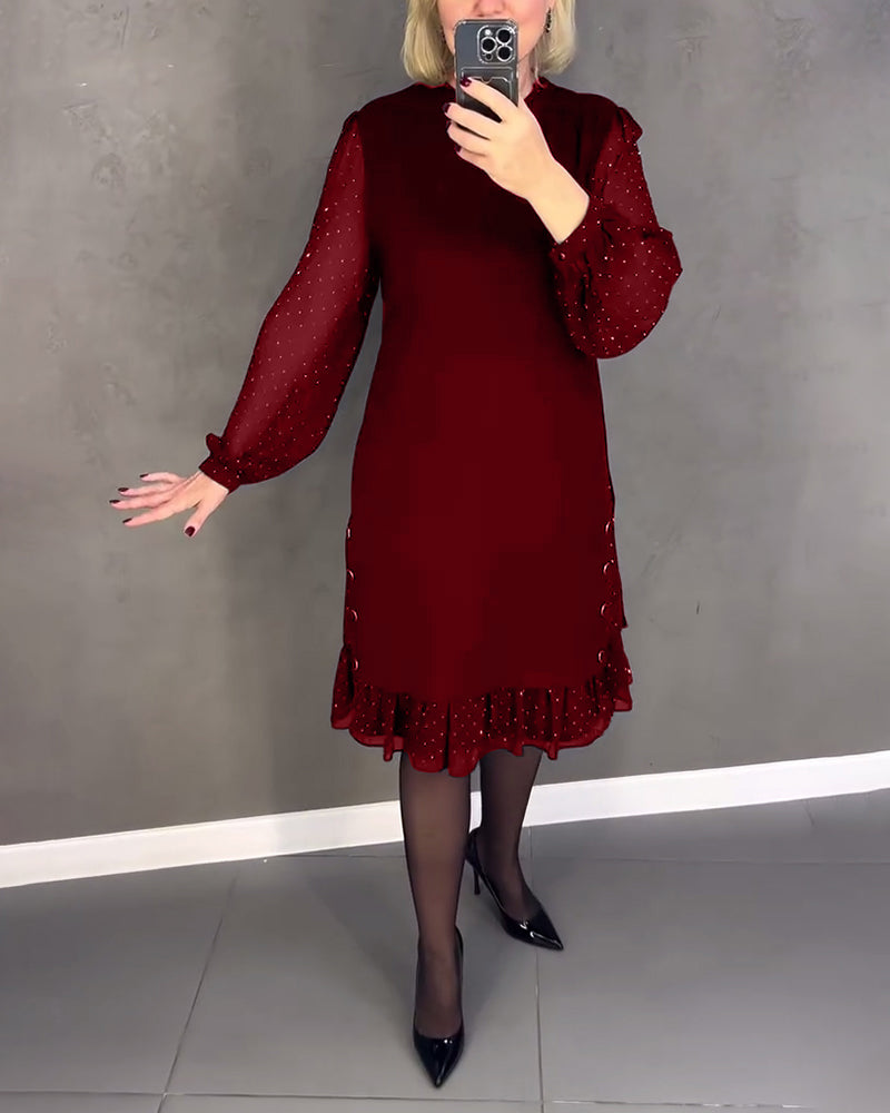 ELIANA | Elegant Dress with Sheer Sleeves and Flattering Cut for Autumn Occasions