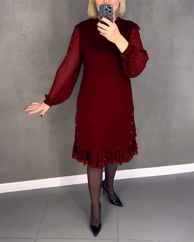 ELIANA | Elegant Dress with Sheer Sleeves and Flattering Cut for Autumn Occasions