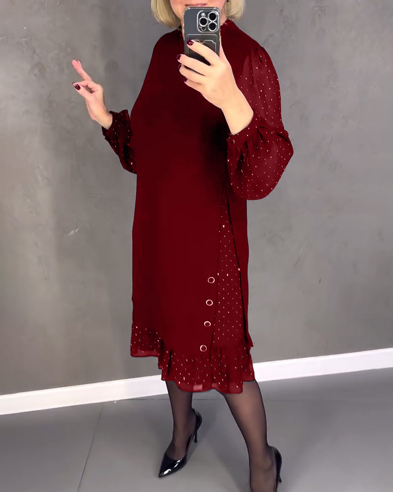 ELIANA | Elegant Dress with Sheer Sleeves and Flattering Cut for Autumn Occasions