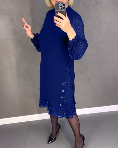 ELIANA | Elegant Dress with Sheer Sleeves and Flattering Cut for Autumn Occasions