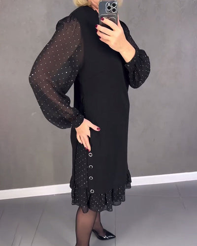 ELIANA | Elegant Dress with Sheer Sleeves and Flattering Cut for Autumn Occasions