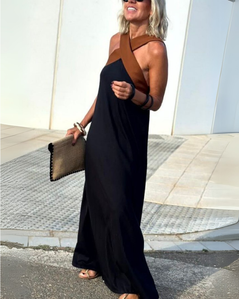 SIENNA | Elegant Dress with Exposed Back and Trendy Cross Neckline