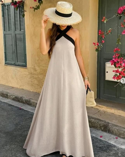 SIENNA | Elegant Dress with Exposed Back and Trendy Cross Neckline
