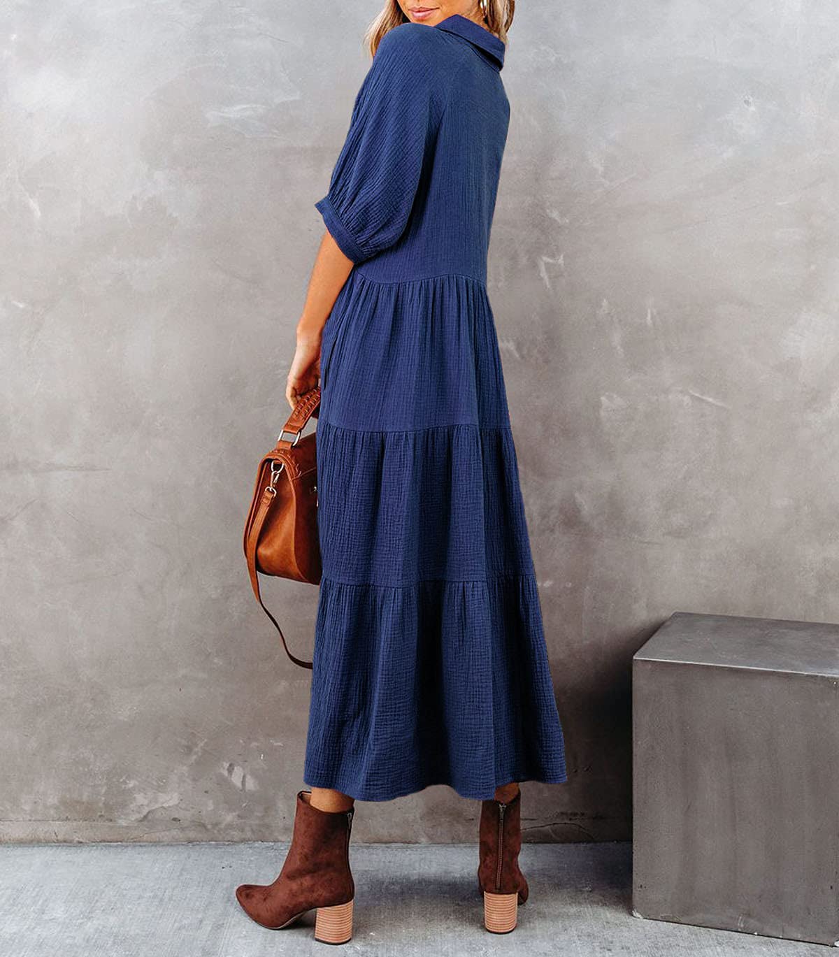 Luxurious Ruffled Shirt Dress