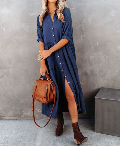 Luxurious Ruffled Shirt Dress