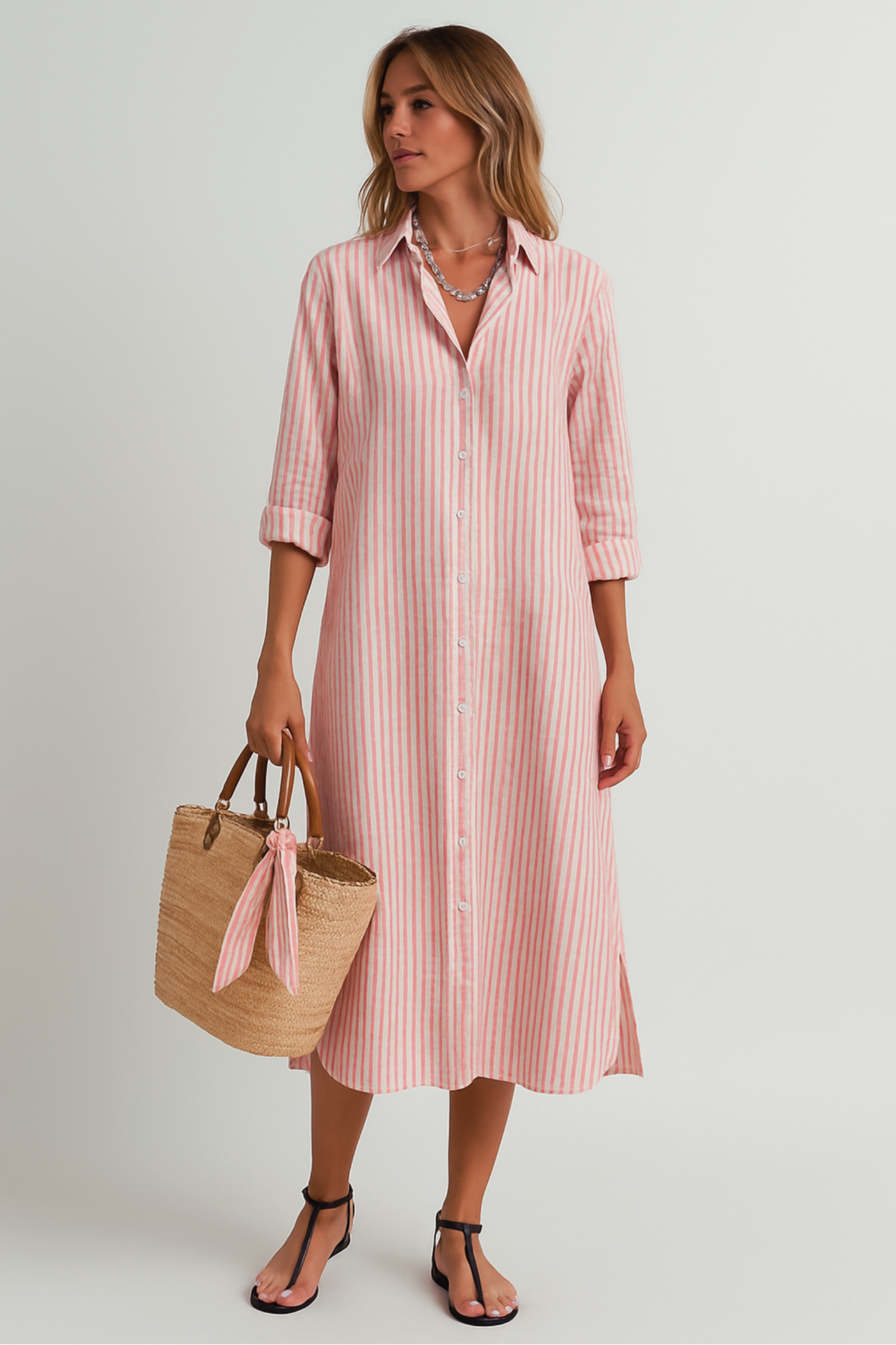 Classic Striped Shirt Dress