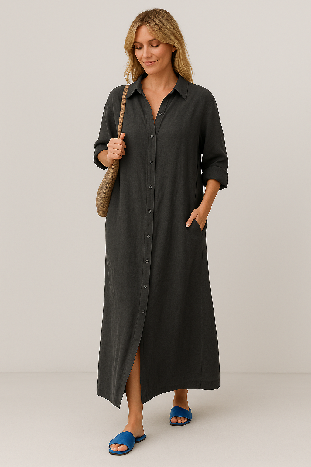 Oversized Linen Shirt Dress
