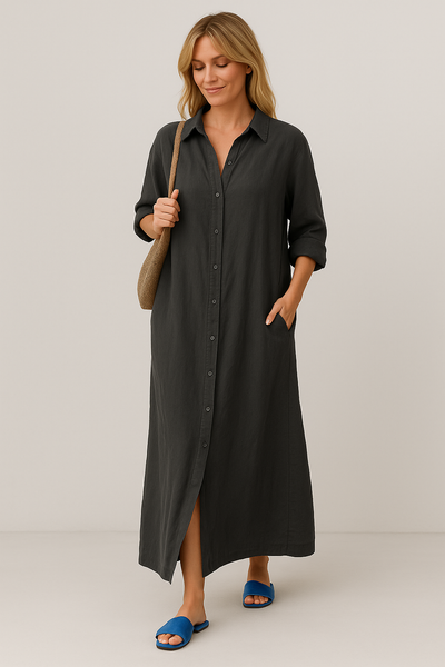 Oversized Linen Shirt Dress