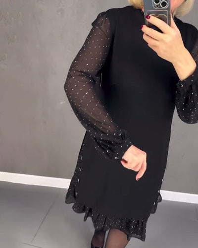 ELIANA | Elegant Dress with Sheer Sleeves and Flattering Cut for Autumn Occasions