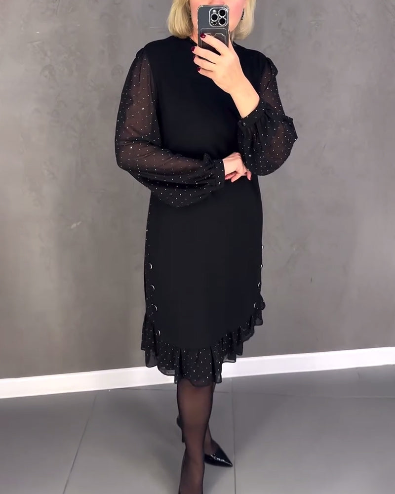 ELIANA | Elegant Dress with Sheer Sleeves and Flattering Cut for Autumn Occasions
