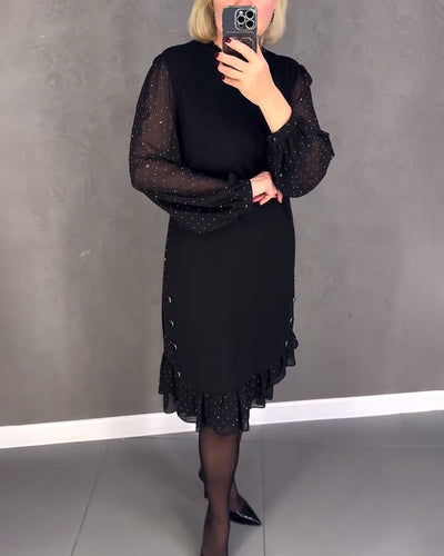 ELIANA | Elegant Dress with Sheer Sleeves and Flattering Cut for Autumn Occasions