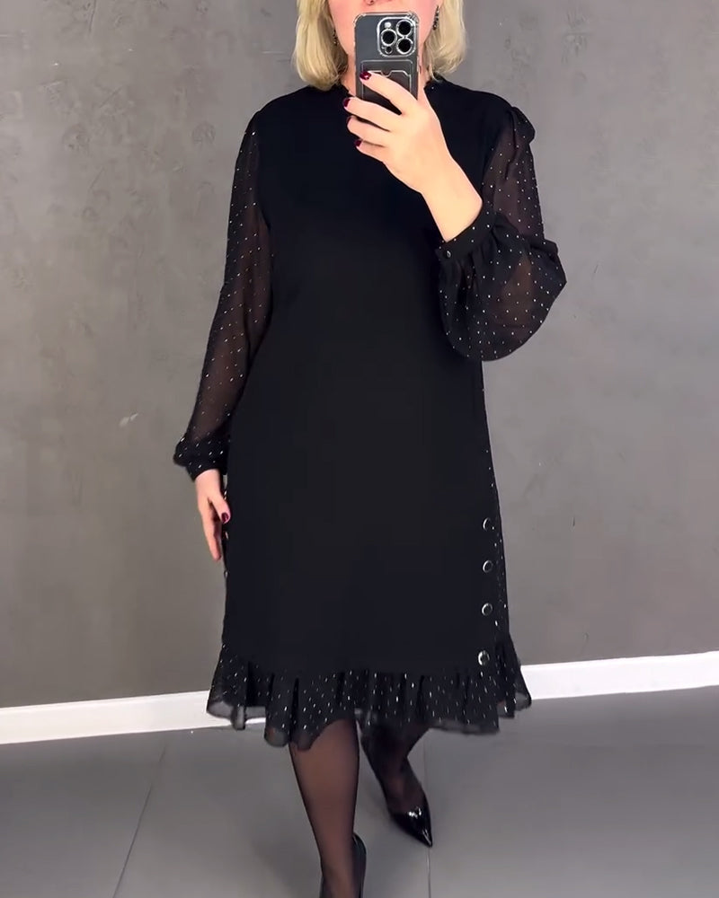 ELIANA | Elegant Dress with Sheer Sleeves and Flattering Cut for Autumn Occasions