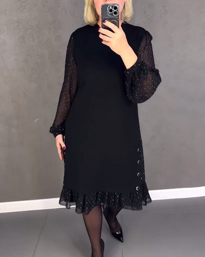 ELIANA | Elegant Dress with Sheer Sleeves and Flattering Cut for Autumn Occasions