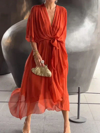 GENEVA | Elegant Long Dress with Feminine Neckline