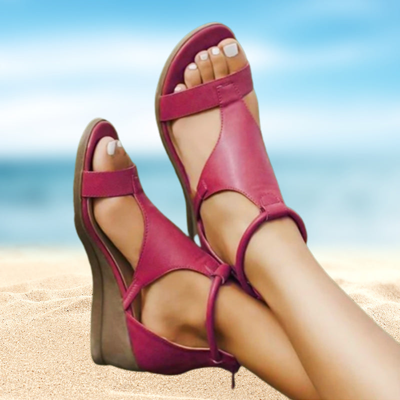 ANNE™ - Leather sandals with heel