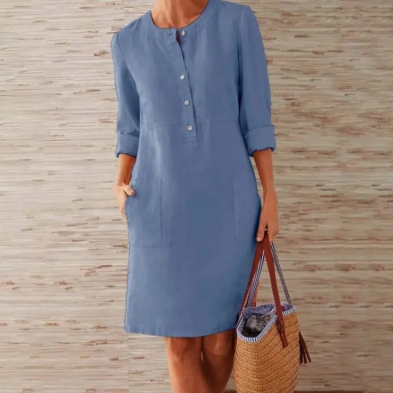 Long Sleeve Linen Dress
