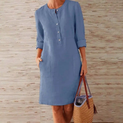 Long Sleeve Linen Dress