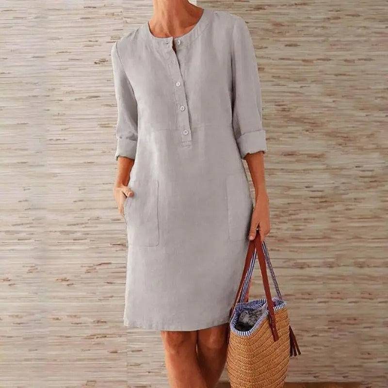 Long Sleeve Linen Dress