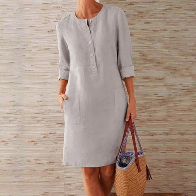 Long Sleeve Linen Dress