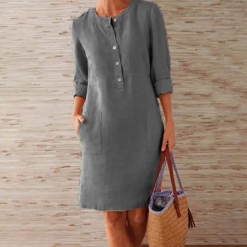 Long Sleeve Linen Dress