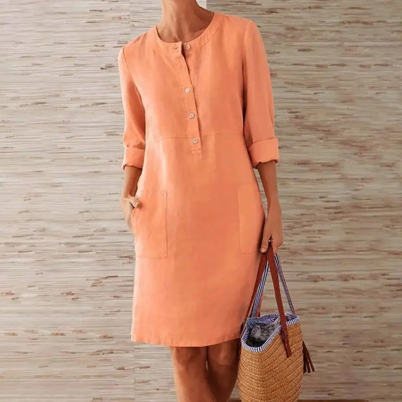 Long Sleeve Linen Dress