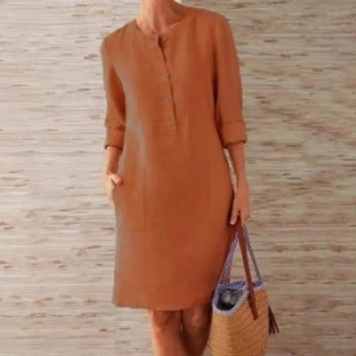 Long Sleeve Linen Dress