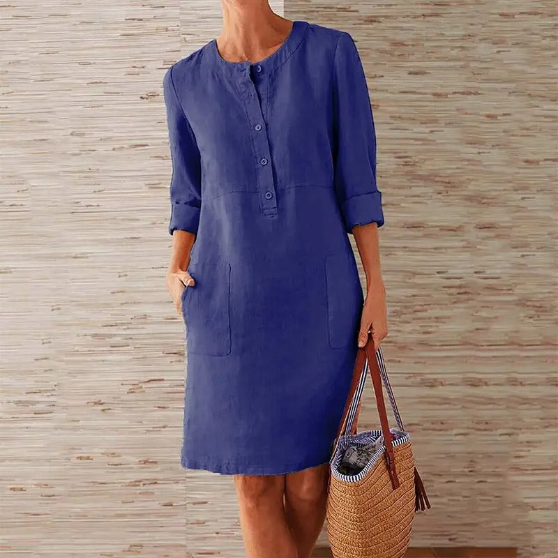 Long Sleeve Linen Dress