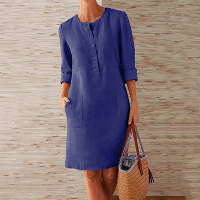 Long Sleeve Linen Dress